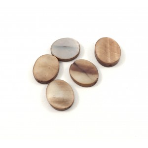 Flat oval mother-of-pearl shell brown bead